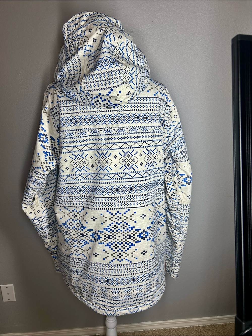 Burton Ginger DRYRIDE Snowboard Coat XL Pixelated Fair Isle Blue White Ski - Picture 7 of 16